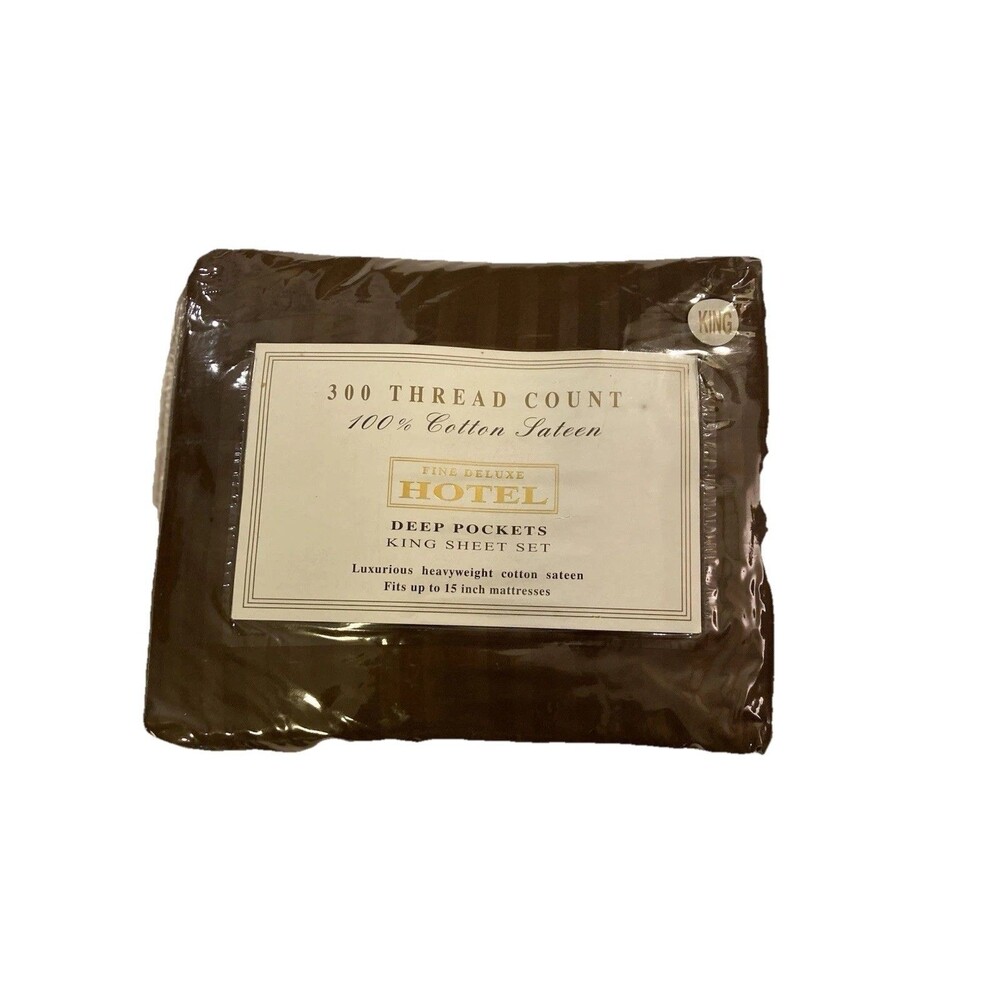 King Bed Sheets Set 4 Piece Luxurious Heavy Cotton Sateen Brown Deluxe Hotel